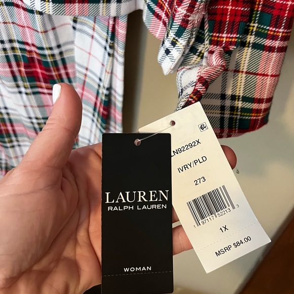 Lauren Ralph Lauren Plus Size Long Sleeve Crewneck Jogger Plaid Pajama Set NWT - Picture 3 of 7